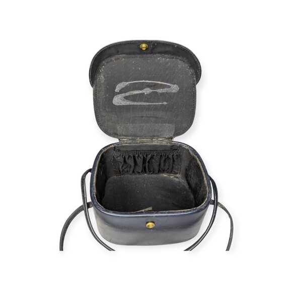 Vintage Black Leather Handbag with Double Handles Snap Closure - Picture 11 of 15